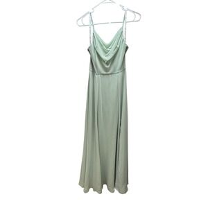 DB Studio Maxi Dress 0 Sage Green Cowl Neck Spaghetti Strap Wedding Prom (Flaws)